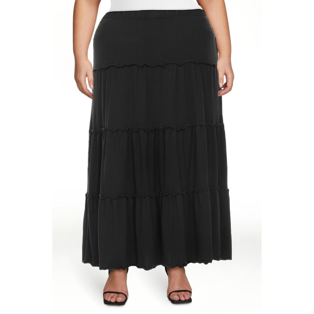 WHITE MARK Tiered Elastic Waist Knit Maxi Skirt. NEW WITH TAGS! 2XL